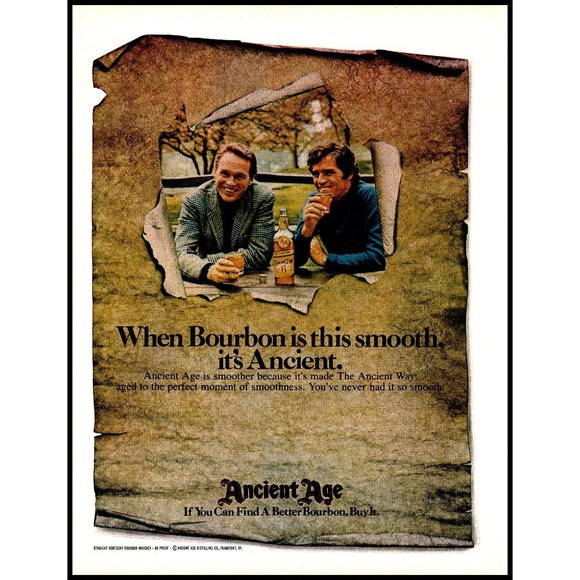 1971 Ancient Age Bourbon Whiskey Vintage Print Ad Scroll Men Park Shot Wall Art - Picture 1 of 1